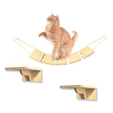 Imagem de Ponte Para Gatos c/ 2 Degraus Área Externa Compensado Naval Resistente Playground Para Gatos