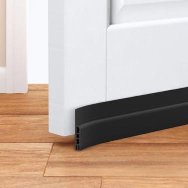Imagem de Generic Rolha de ar de porta, preto, 5 cm L x 101 cm C, silicone, varredura sob a porta, decapagem contra intempéries, bloqueador de janela de garagem, isolamento de ruído e ar frio