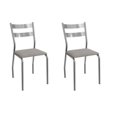 Imagem de Cadeira Sala De Jantar Bali 2c141cr Aço Kit 2 Un Cromado-boucle Cinza - Kappesberg