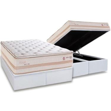 Imagem de Conjunto Box Baú King: Colchão Molas Herval Maxspring Real + Base Crc Linhão White (193x203)