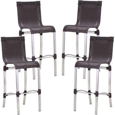 Imagem de 4 Banquetas Alta Haiti Alumínio Fibra Cozinha Balcão Edícula Tabaco