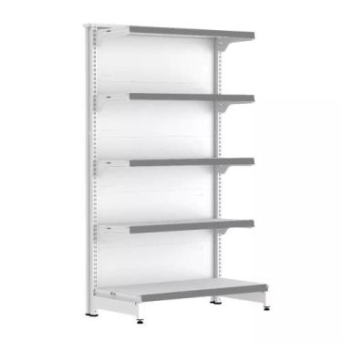 Imagem de Gondola Ponta 170 FIT Branco 5 Bandeja Pe Cinza - AMAPÁ