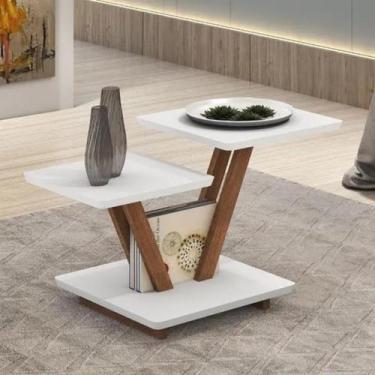 Imagem de Mesa de Centro 3 Prateleiras Sala Retrô Madeira e Laquedo - Home A.S, 