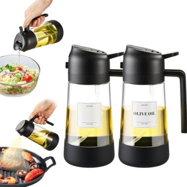 Imagem de PARACITY Frasco de óleo com fundo de silicone, pulverizador e dispensador de azeite 2 em 1, frasco de spray de óleo de 500 ml para cozinhar, cozinha, churrasco, fritadeira a ar, salada, assar (2 peças