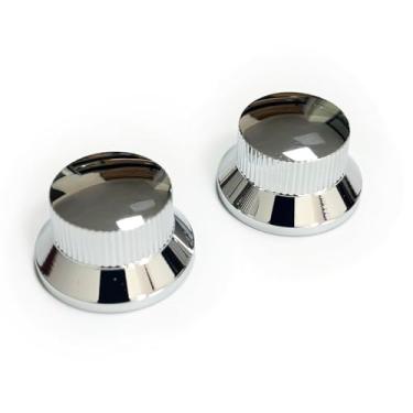 Imagem de OVSAL 2 peças de botões de metal para guitarra baixo elétrico, botões de controle de volume e tom de substituição para Strat Stratcaster Tele Telecaster Jazz Gibson (cromado)