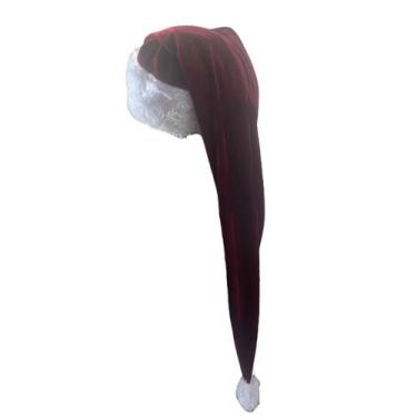 Imagem de Gorro Touca De Papai Noel Veludo Longo Com Pelucia Super Luxo Gorrinho