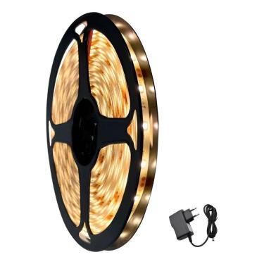 Imagem de Fita Led Branco Quente 5M Bivolt 3000K 300 Leds Ip65 + Fonte