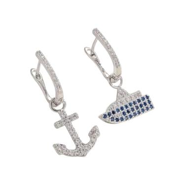 Imagem de Brincos femininos de zircônia cúbica de argola azul para iate presentes para família e amigos