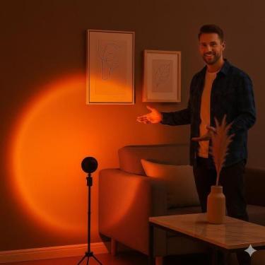 Imagem de Luminária Abajur Por Do Sol Luz Noturna Projetor Led Luxo Ajustável Su