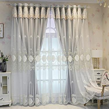 Imagem de Cortina blecaute de tule de camada dupla para sala de estar, elegante painel de cortinas escurecimento em camadas, blecaute em camadas, isolamento térmico, para quarto de menina, com isolamento