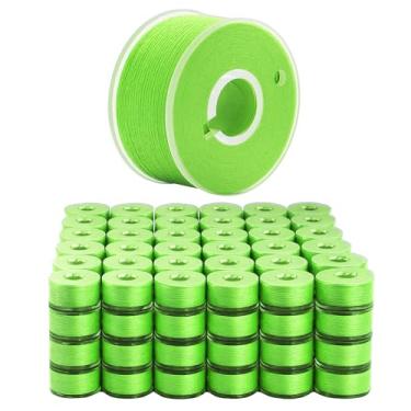 Imagem de Mandala Crafts 144 Bobinas pré-enroladas SA156 verde-limão para máquina de costura Singer -15J SA156 Linha de bobina pré-preenchida para máquina de costura Brother e bordado