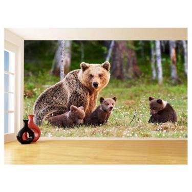 Imagem de Papel De Parede 3D Animais Urso Três Filhotes 3,5M Anm573 - Você Decor