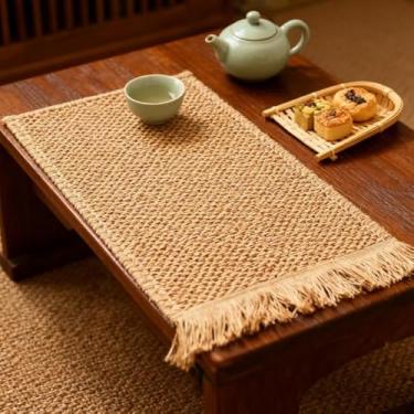 Imagem de Jogo americano de tecido ecológico – tapetes de mesa resistentes ao calor, porta-copos decorativos antiderrapantes para tigelas, copos e conjuntos de jantar (marrom)