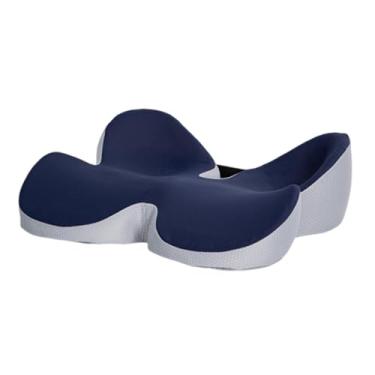 Imagem de Ysyqkn Almofada de assento de espuma viscoelástica, capa removível confortável, respirável, multiuso, lavável à máquina, suporte ergonômico para cóccix, Marinha