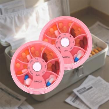 Imagem de 2 peças, organizador semanal de comprimidos para viagem, caixa de comprimidos diária de 7 dias, estojo de comprimidos portátil para suplementos de óleo de peixe, organizador de vitaminas