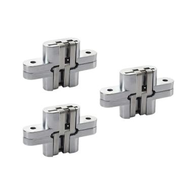 Imagem de 3 Peças Dobradiça Invisível para Móveis Escovada 60x13mm Suporte 10kg por Unidade Compatível Porta 20mm