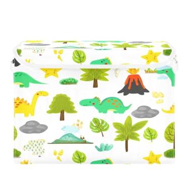 Imagem de SEHANY Cestas de armazenamento engraçadas de dinossauro com tampas, organizador de caixa de armazenamento dobrável, caixas de armazenamento de armário de tecido para roupas cobertor de escritório