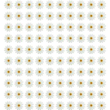 Imagem de Bairdish 100 peças de mini flores falsas de seda pequenas margaridas falsas a granel para artesanato, flores de feltro 3D, cabeças de girassol artificiais soltas para artesanato faça você mesmo