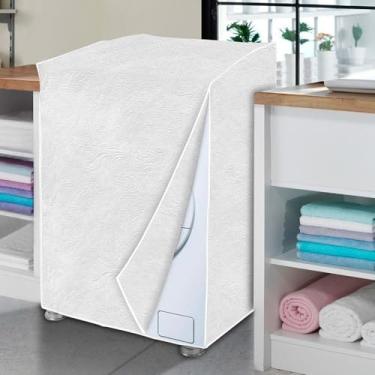 Imagem de Capa para Máquina de Lavar Flanelada Perolizada Branca, 60x84x60cm, Material PVC Reforçado e Poliéster, Tamanho GG, Compatível com Samsung LG Electrolux
