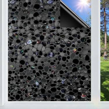 Imagem de SUNDEF FILM Película blackout para janela, 100% de bloqueio de luz solar, capa de janela de privacidade removível, película de vitral para casa, adesivos de escurecimento estático para janelas, preto