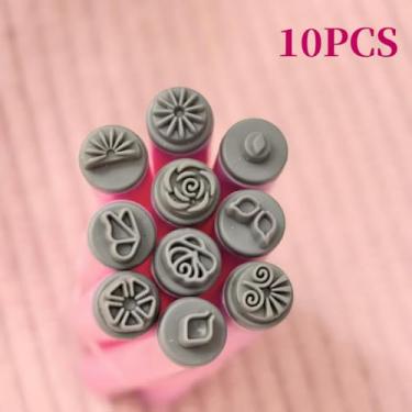 Imagem de 10 peças de caneta de carimbo de arte de unhas DIY fashion, diferentes padrões de pontilhamento, ferramentas de unhas para mulheres e meninas manicures em casa