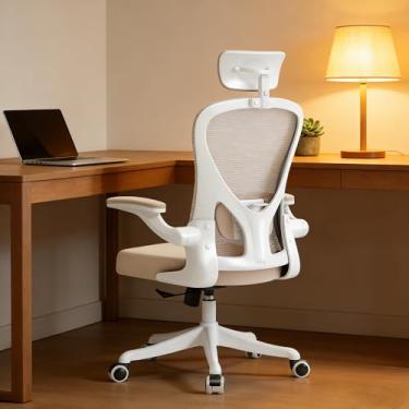 Imagem de SICHY AGE - Cadeira de escritório ergonômica com suporte lombar ajustável e apoios de braços dobráveis - Cadeira de computador com encosto alto com almofada grossa para assento, rodas giratórias para