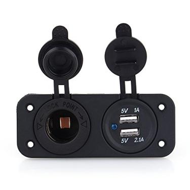 Imagem de aqxreight Dupla Usb Carro Auto Isqueiro Soquete Divisor 12v Carregador Adaptador de Alimentação Tomada Instalar Operar Fácil Uso Seguro Divisor de Energia Soquete de Isqueiro Carregador 2 0a/1a