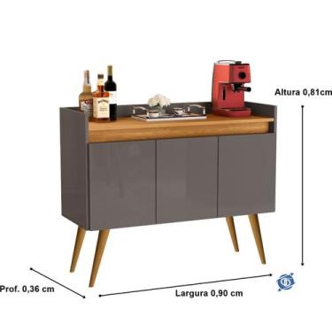 Imagem de Aparador Sala De Estar Retrô Buffet Cantinho Do Café Venezza 3 Portas 