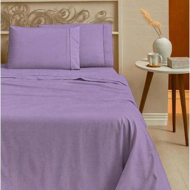 Imagem de Jogo Lençol Casal 3 Peças 100 Algodão Ref.6 - Casa Fernando, Lilas
