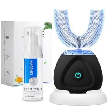 Imagem de FULYA Escova de dentes ultrassônica com mousse de clareamento dental, escova de dentes automática para adultos, escovas de dentes sônicas de 360° à prova d'água, escova elétrica recarregável de