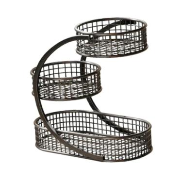 Imagem de IEUDNS Cesta de frutas, legumes, pães e lanches: moderna, para guardar frutas e outros alimentos, ideal para de sala de jantar decoração de casa, Preto