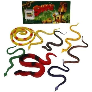 Imagem de Cobras de Brinquedo Plástico Kit 8 Unidades Realistas Infantil Educativo Diversão
