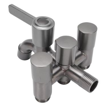 Imagem de Diydeg Divisor de Torneira de Pia, Interruptor de Controle Duplo Válvula Desviadora de Torneira de 4 Vias Em Aço Inoxidável G1/2 Válvula Divisora ​​de de Rosca Externa para
