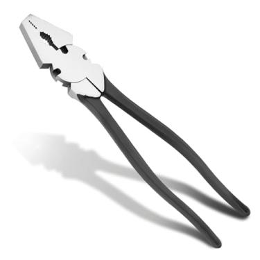 Imagem de Lanties Alicate de cerca de 30 cm, alicate de cerca de botão, resistente para dobrar, cortar e segurar, alicate de corte de fio de nariz plano para construção e cerca de arame resiste à ferrugem e à