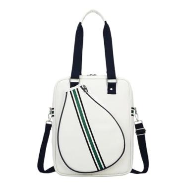 Imagem de Zxpjkyu Bolsa de Tênis para Homens E Mulheres, Prática E Elegante, com Suporte para Raquete, à água E Ideal para Viagens E Atividades Ao Ar Livre, Bolsa Transversal Branca