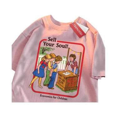 Imagem de Camiseta Masculina De Algodão Hip Hop Manga Curta Gola Redonda Casual 