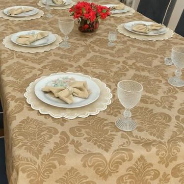 Imagem de Toalha de Mesa Jacquard Natal 4 e 6 Lugares – Elegância e Sofisticação para Suas Festas e Refeições(1,40X1,40,AVELÃ)