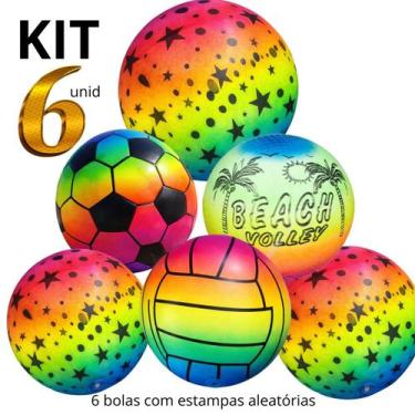 Imagem de Kit Bola Inflável para Praia Futebol Volei Diversão Colorida Cor:KIT 3