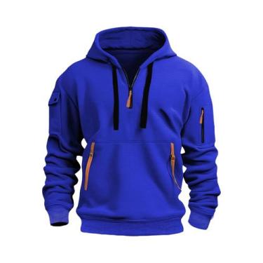 Imagem de Moletom Casual plus Size Masculino Com Capuz, Manga Longa, Bolso No Br