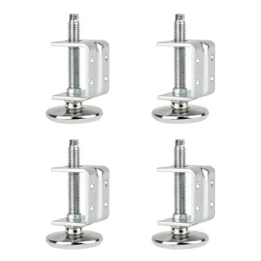 Imagem de POWERTEC Pacote com 4 niveladores de perna com suporte em U, pés de móveis ajustáveis para bancada de trabalho/gabinete/mesa, com almofadas que não amassam (71151)