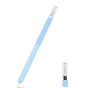 Imagem de MoKo Capa de silicone para Apple Pencil (USB-C), capa protetora de cor gradiente, suporte macio de proteção antiderrapante para lápis, suporta fixação magnética ao tablet, azul