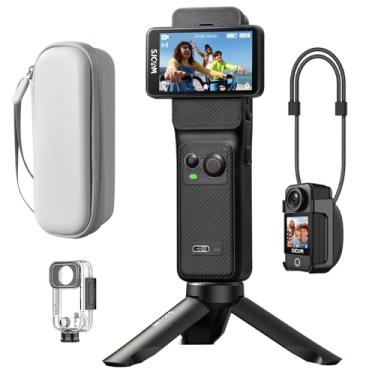 Imagem de SJCAM Combo de vlogging C400, câmera portátil de bolso 4K, alimentação 7H, câmera de ação de estabilização de 6 eixos, tela sensível ao toque de 6 cm, câmera corporal impermeável Werable, câmera de