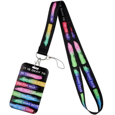 Imagem de Cordão preto legal para crachá de identificação para professores, citações inspiradoras, porta-cartões de identificação, chaveiro fofo, porta-chaves para chaves, etiqueta de nome para mulheres, homens