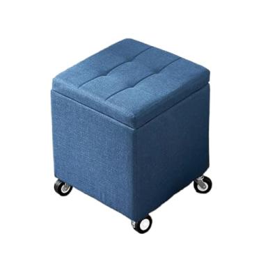 Imagem de Baú Organizador Puff Estofado Multiuso Banco Para Sapatos Pufe De Sofá Com Tampa Desenhada Para Sala,Quarto E Decoração(Blue,31.5" x 15.7" x 18.1")