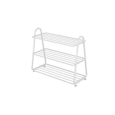 Imagem de organizador de sapatos sapateira 3 camadas prateleira de sapatos de chão ferro forjado antiderrapante rack de armazenamento de sapatos corredor sala de estar quarto organizador de sapatos rack armário