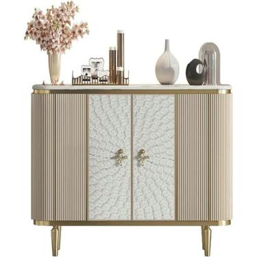 Imagem de Sapateira armário de sapatos com portas, armário de armazenamento de sapatos de entrada com bancada de ardósia e acabamentos de concha, armário de armazenamento moderno para corredor, sala de estar