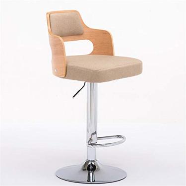 Imagem de AkosOL Banco de bar, banco de bar com altura de balcão, com descanso para as costas, cadeira de pub giratória ajustável, banco de bar de cozinha doméstica, banco de costas nuas com apoio para os pés