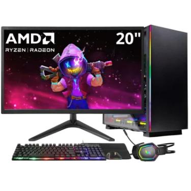 Imagem de PC Gamer 3green Winner, Amd Ryzen 5 4600g, 8GB Ddr4, SSD 256gb, Gráficos Radeon Vega, Fonte 500w, Monitor 20" LED, Kit Gamer Completo - Gsw-24005