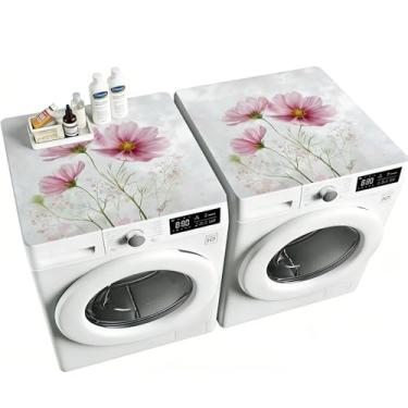 Imagem de NYZE 2 peças de capas de lavadora e secadora para a parte superior, tapetes protetores superiores de máquina de lavar de 65 x 65 cm, capa superior antiderrapante de secagem rápida para cozinha