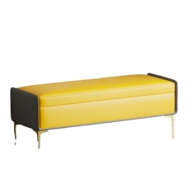 Imagem de PPALORTEX Banqueta para quarto, cama, cama, trocador de sapatos, banco de entrada, loja de roupas, descanso, sofá, banco de armazenamento (amarelo, pequeno)